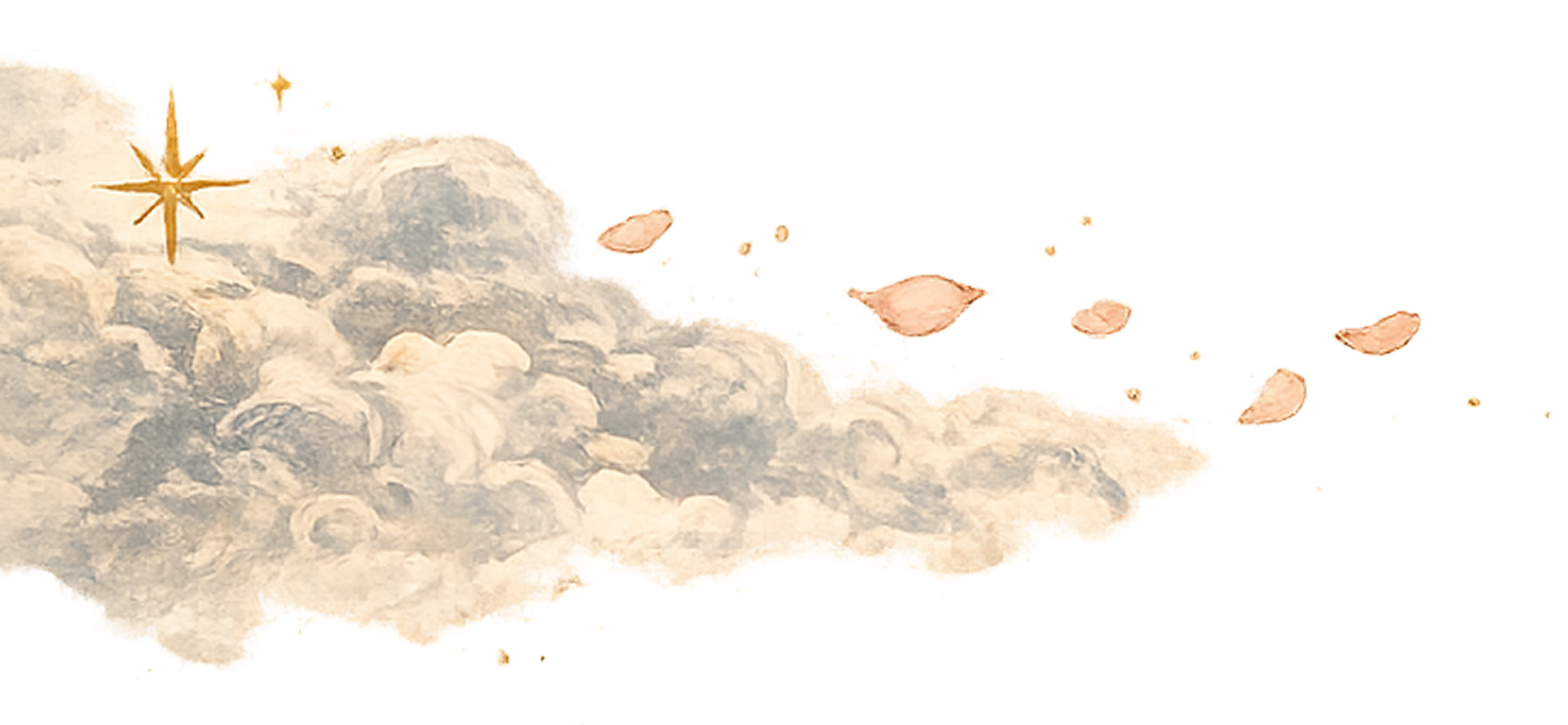 Clouds with stars and flower petals